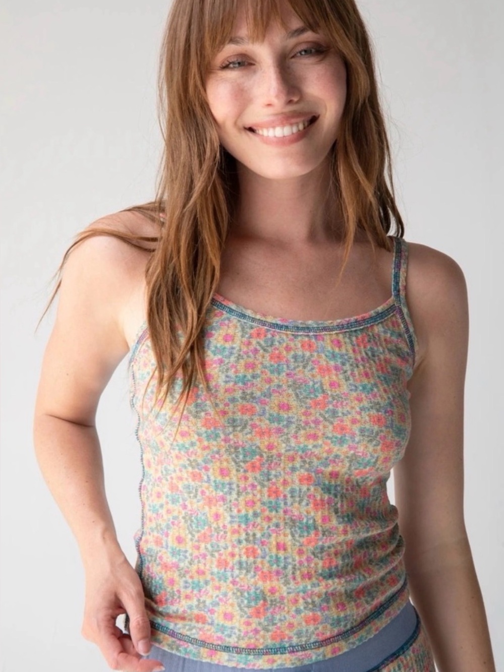 NATURAL LIFE Ditzy Floral Waffle Cami Medium
